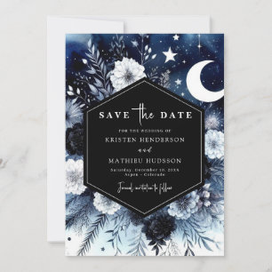 Elegant Typography Moonlit Wedding Save The Date