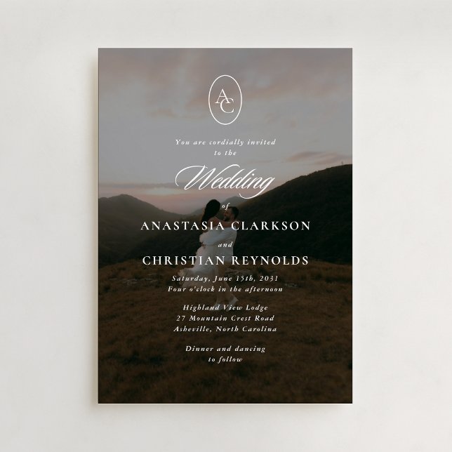 Elegant typography mountain one photo invitation (Creator Uploaded)