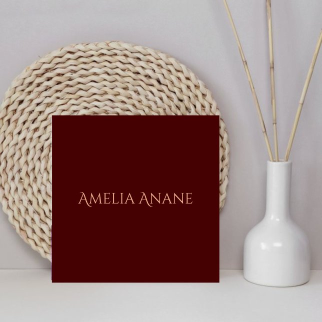 Elegant Typography Name Dark Red & Blush Pink  Ceramic Tile (Creator Uploaded)