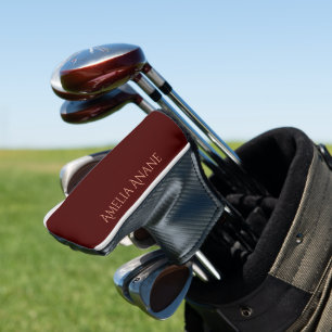 Elegant Typography Name Dark Red Golfer Golf Head Cover
