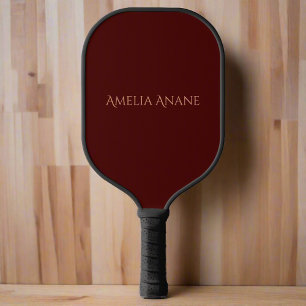Elegant Typography Name Feminine Dark Red & Pink Pickleball Paddle