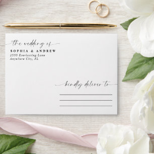 Elegant Typography Navy Blue Monogram Wedding Envelope