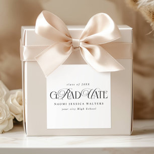 Elegant Typography Old Money Graduation Square Sticker