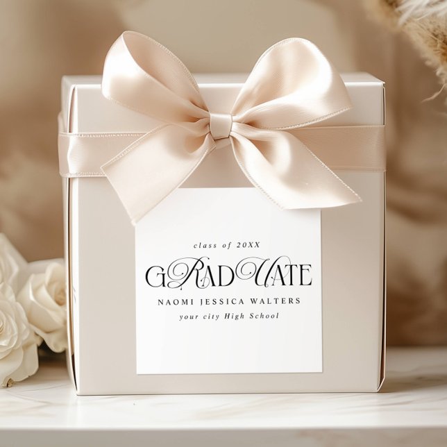 Elegant Typography Old Money Graduation Square Sticker (Creator Uploaded)