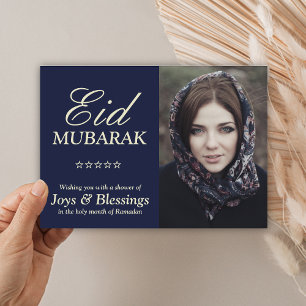 Elegant Typography Personalised Eid Mubarak Photo Holiday Card