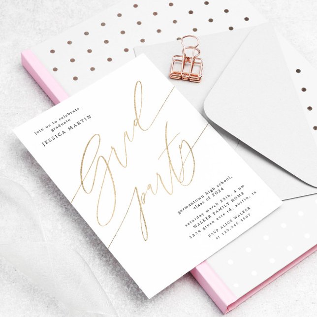 Elegant Typography Photo Graduation Party Invite (Creator Uploaded)