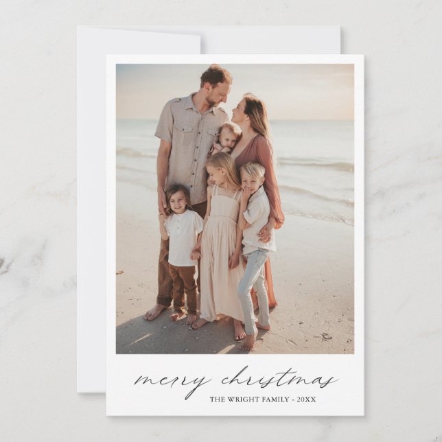 Elegant Typography Photo Modern Christmas Holiday Card (Front)