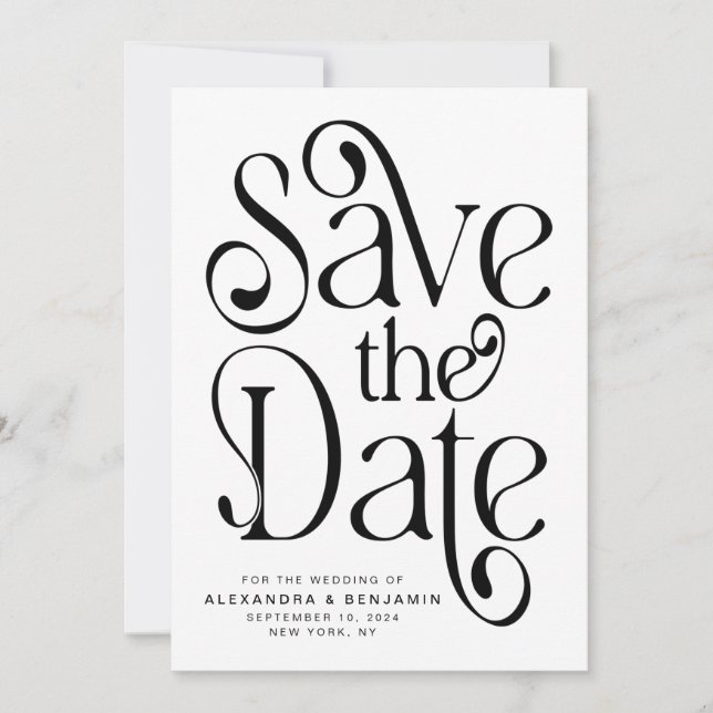 Elegant Typography Photo Wedding Save The Date (Front)