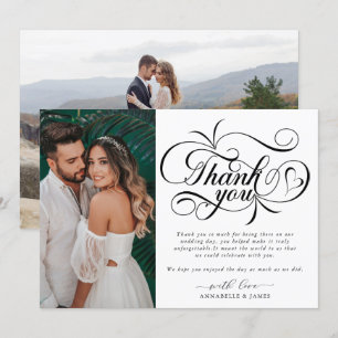 Elegant Typography Photo Wedding Thank You Card