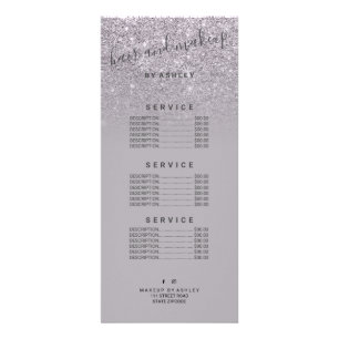 elegant typography purple glitter lavender ombre rack card
