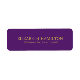 Elegant Typography Purple Gold Address Return Address Label