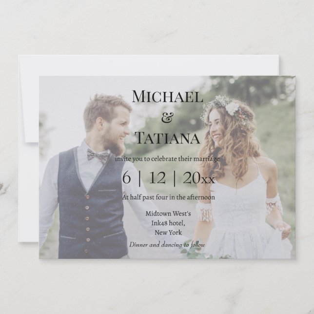 elegant typography rsvp qr code 2 photos wedding  invitation (Front)