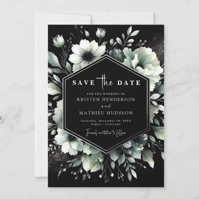 Elegant Typography Sage Green Wedding Save The Date (Front)