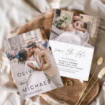 Elegant Typography Save the Date Photo Minimalist<br><div class="desc">Wedding Save the Date Cards that have a photo on the front and back. The Save the Date cards contain a modern hand lettered cursive script typography that are elegant,  simple and modern to use after you minimalist simple wedding day celebration.</div>