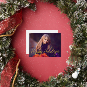 elegant typography script photo happy holiday card