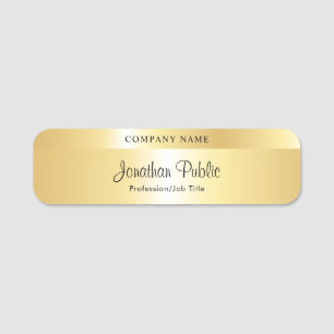 Elegant Typography Script Template Glamour Gold Name Tag