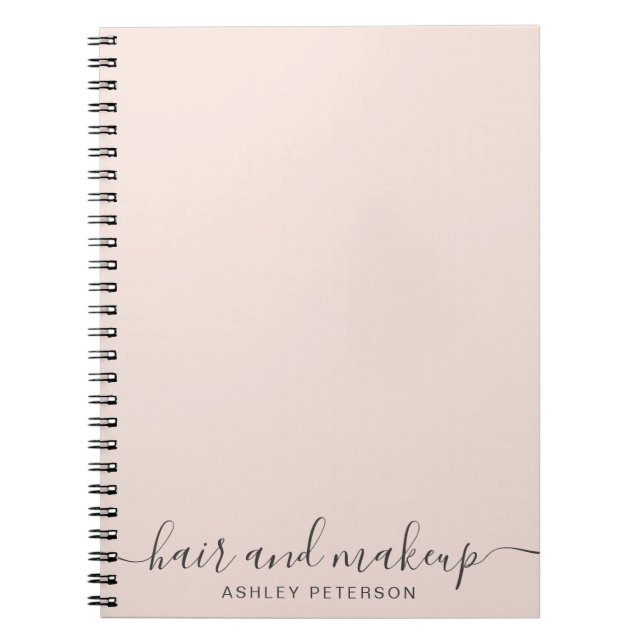 elegant typography trendy blush pink hair makeup notebook (Front)