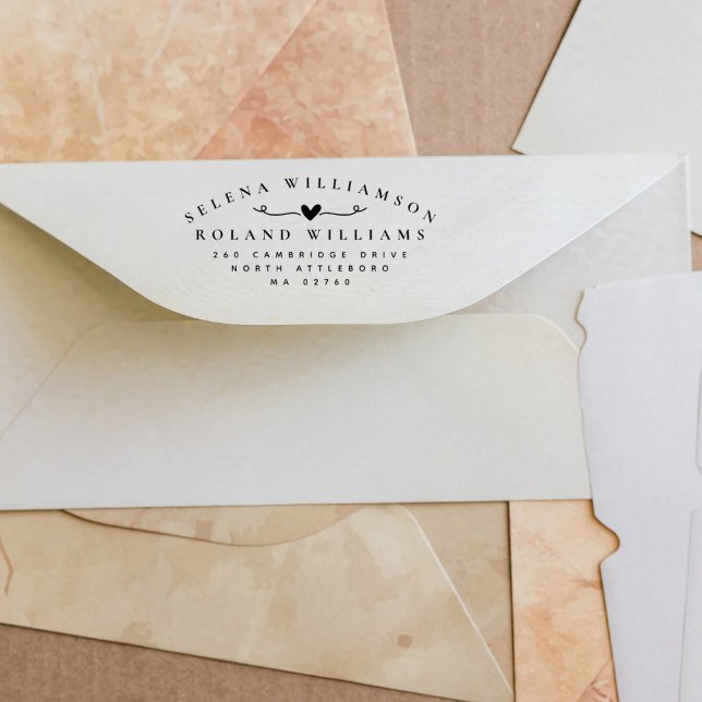 Elegant Typography Two Last Names Wedding Address Rubber Stamp (Creator Uploaded)