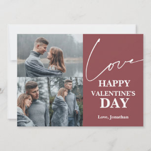 Elegant Typography Valentines day couple 3 photo Holiday Card