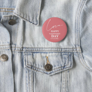 Elegant Typography Valentines day couple 6 Cm Round Badge