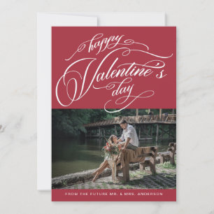 Elegant Typography Valentine's Day Wedding Photo  Save The Date