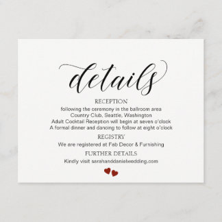 Elegant Typography Wedding Details Enclosure Card