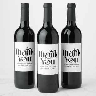 Elegant Typography Wedding Thank You Wine Label