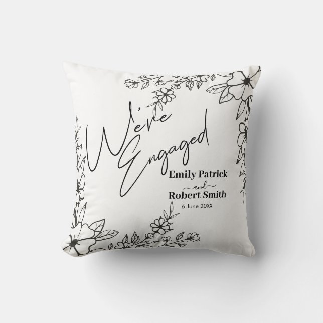 Elegant Typography we're engaged Cushion (Front)