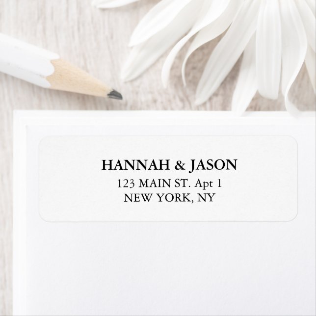 Elegant Typography White Wedding Return Address Label (Insitu)