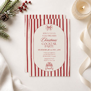 Elegant Ugly Sweater Christmas Cocktail Party  Invitation