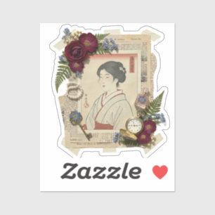 Elegant Ukiyoe Collage Art – Vintage JP Beauty