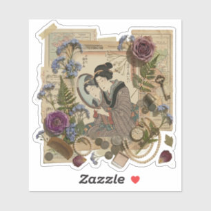 Elegant Ukiyoe Collage Art – Vintage JP Beauty