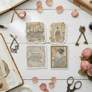 Elegant Ukiyoe Collage Art – Vintage JP Beauty