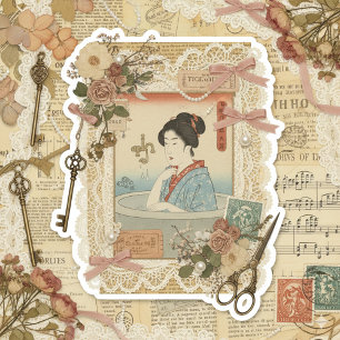 Elegant Ukiyoe Collage Art – Vintage JP Beauty