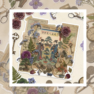 Elegant Ukiyoe Collage Art – Vintage JP Beauty