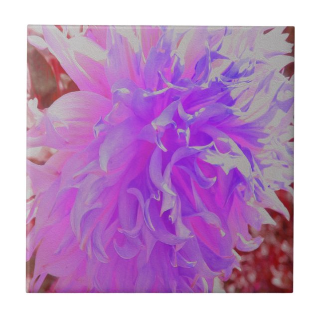 Elegant Ultra-Violet Decorative Dahlia Flower Ceramic Tile (Front)