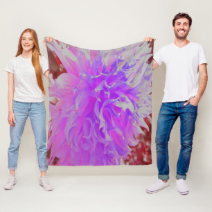 Elegant Ultra-Violet Decorative Dahlia Flower Fleece Blanket