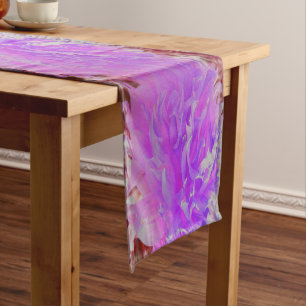 Elegant Ultra-Violet Decorative Dahlia Flower Short Table Runner