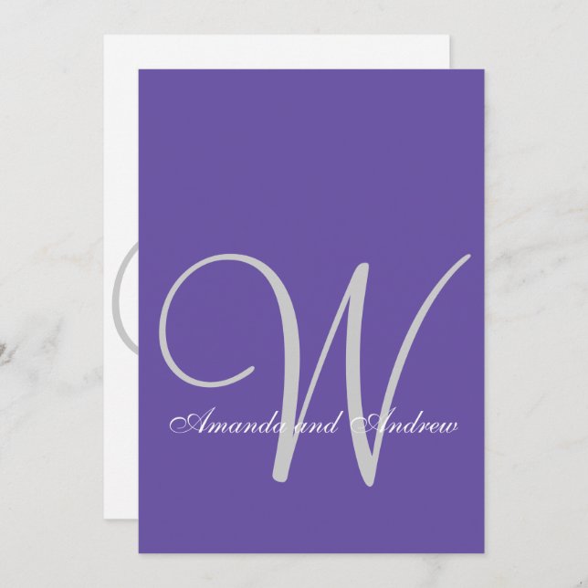 Elegant Ultra Violet Wedding Invitation Initial (Front/Back)
