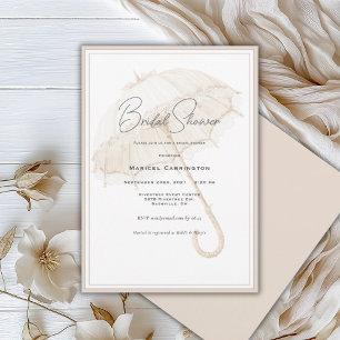 Elegant Umbrella Watercolor Vintage Bridal Shower Invitation
