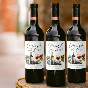 Elegant Uncork The Fun Wine Bridal Shower Label
