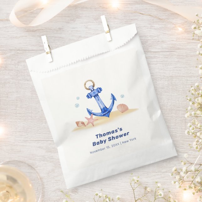 Elegant Under Sea Nautical Anchor Boy Baby Shower  Favour Bag (Clipped)