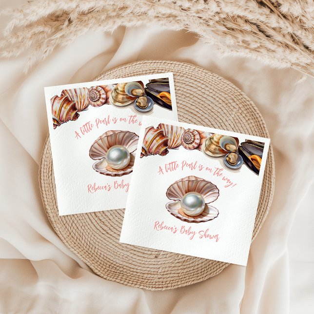 Elegant Under the Sea Girl Pearl Baby Shower Napkin (Creator Uploaded)