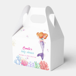Elegant Under The Sea Mermaid Coral Baby Shower  Favour Box