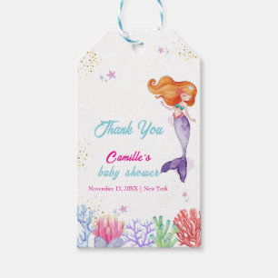 Elegant Under The Sea Mermaid Coral Baby Shower Gift Tags