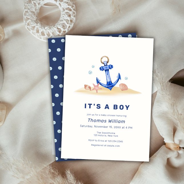 Elegant Under The Sea Nautical Anchor Baby Shower Invitation (Elegant Under The Sea Nautical Anchor Baby Shower Invitation)