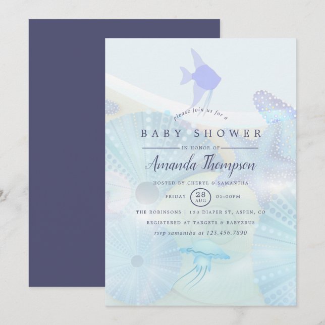 Elegant Under the Sea Ocean themed Boy Baby Shower Invitation (Front/Back)