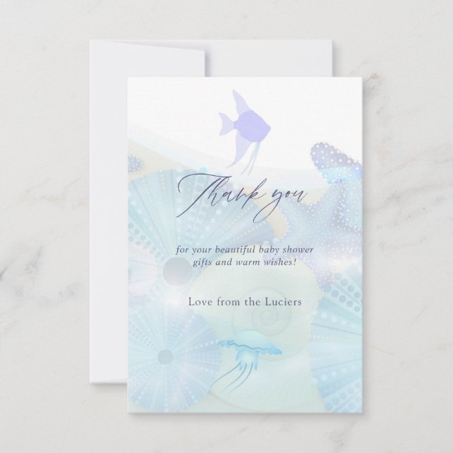 Elegant Under the Sea Ocean themed Boy Baby Shower Thank You Card (Front)