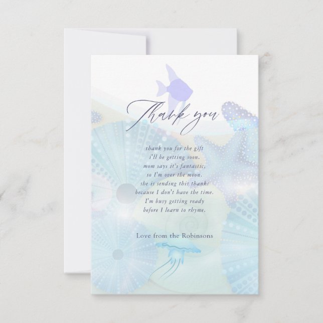 Elegant Under the Sea Ocean themed Boy Baby Shower Thank You Card (Front)