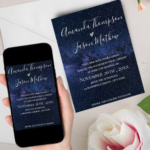 Elegant UNDER THE STARS Themed Wedding Vow Renewal Invitation